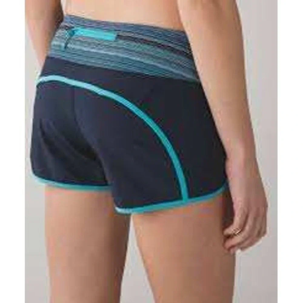 Lululemon Womens Run Times Navy Striped Shorts SZ 4 Athleisure Activewear Wicki